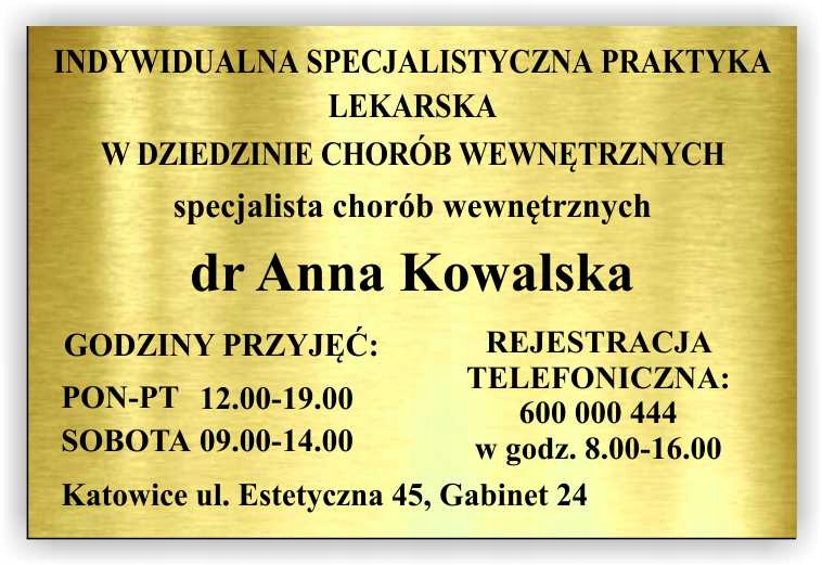 tablica TABLICZKA PRAKTYKA LEKARSKA 295x260 mm Marka inny