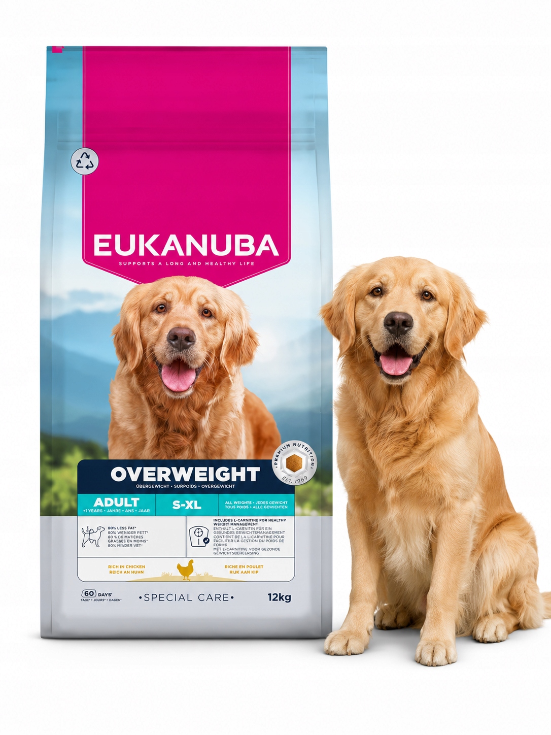 Eukanuba Denní péče pro dospělé psy s nadváhou Krmivo pro psy s kuřecím masem 12 kg