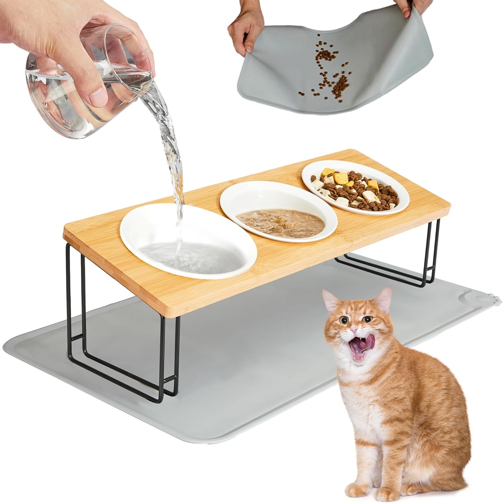 Levně Komfort Dvojitá Miska Pro Psa Kočku Protiskluzová Podložka Pod Misky