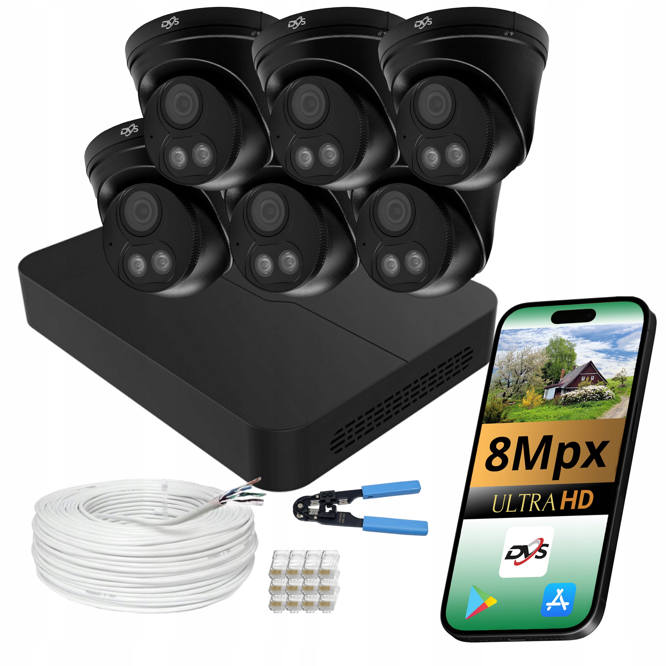 Venkovní Monitorování Pro Firmu 6 Kamer Ip Poe Černé Kopulovité 8MPX Náhled