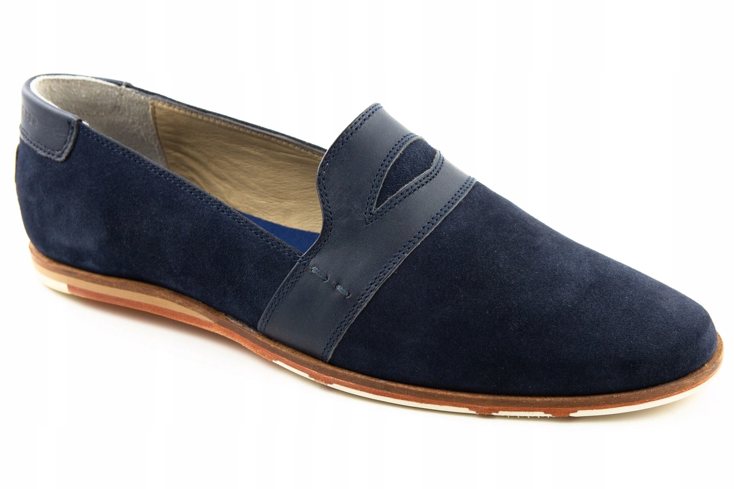 Pánské kožené semišové boty Monderer, elegantní mokasíny, tmavě modré, velikost vel.