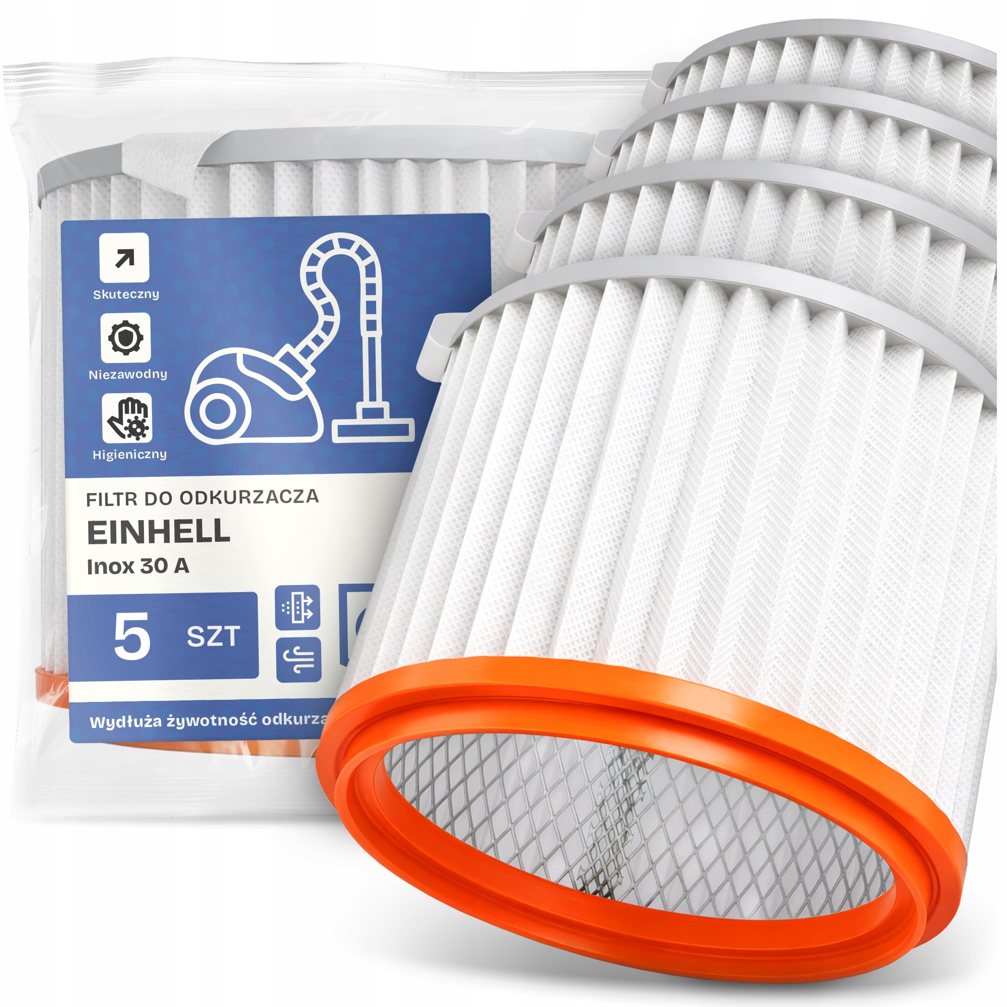 5 x Vzduchový Filtr pro vysavač Einhell Inox 30 A Omyvatelný Filtr Em-w