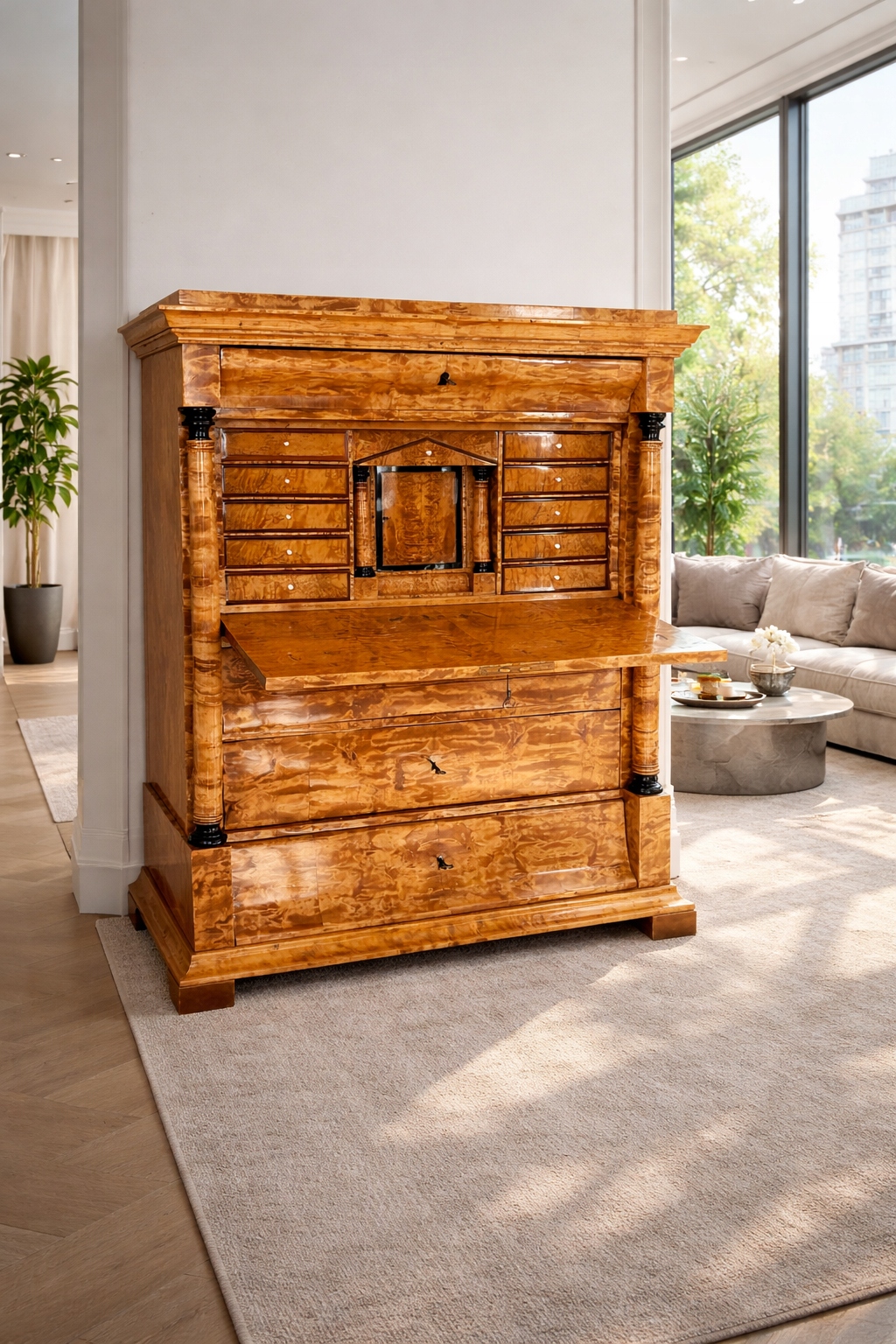 Sekretera Biedermeier brzoza