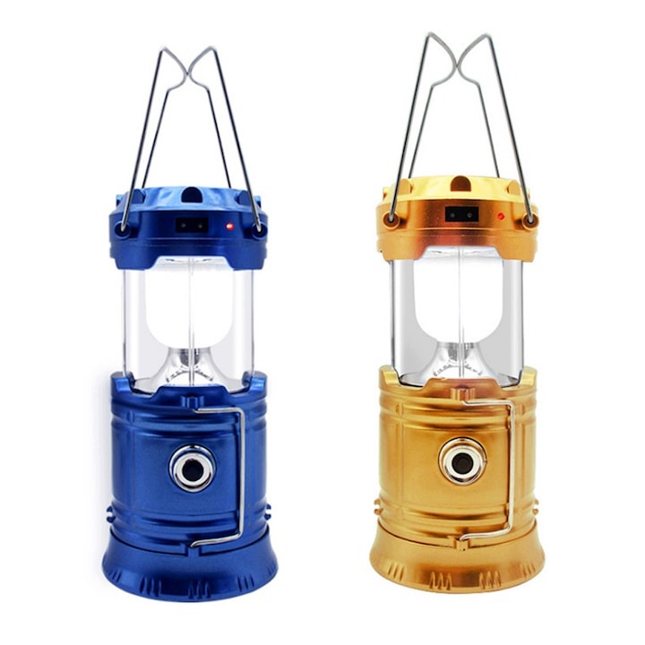 Solarna Lampa Kempingowa Led 2W1 Składana Metalowa