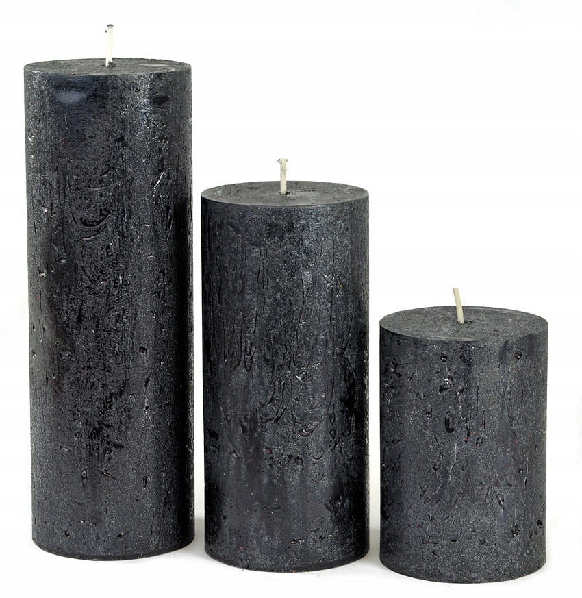 

Świece rustykalne czarne Rustic Satin brokat