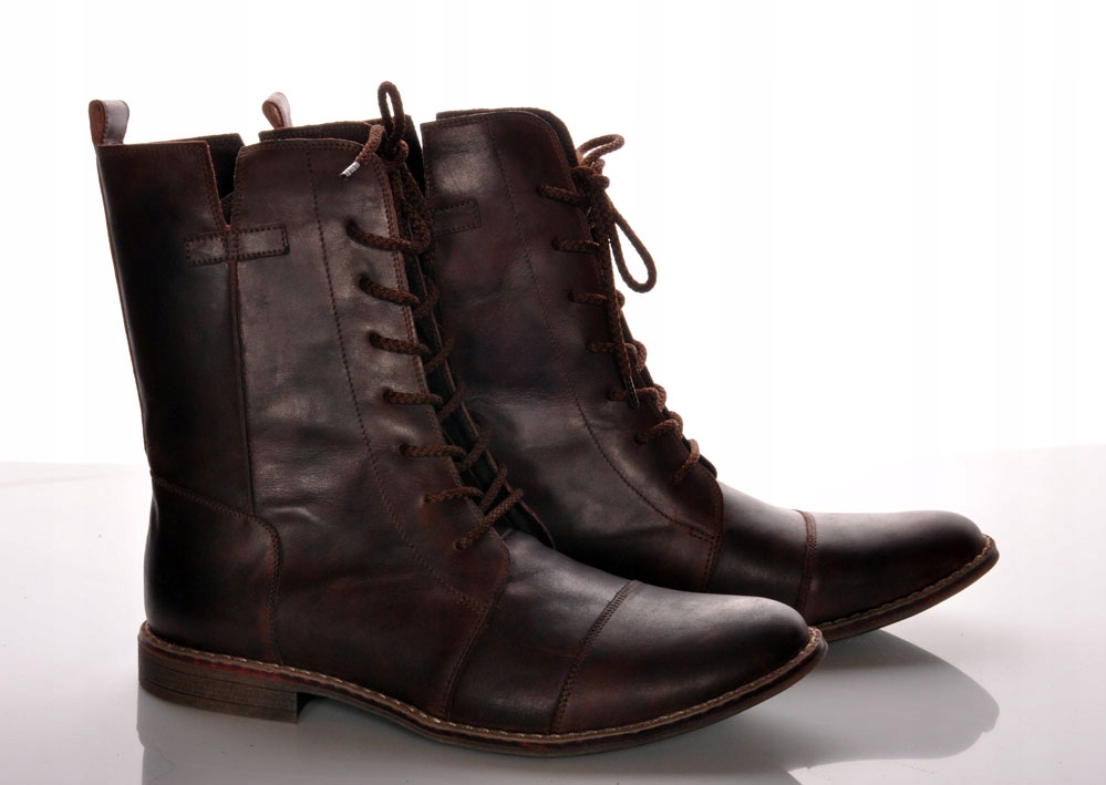 MEN BUTY BULLET SKÓRA RĘCZNIE MALOWANE BRĄZOWE + LEN SZTYBLETY trzewiki 41 Marka Bullet