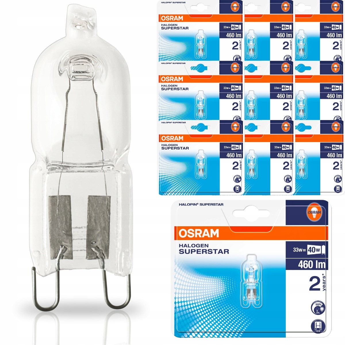 

10x Żarówka Halogenowa G9 33W 2700K Kapsułka Osram
