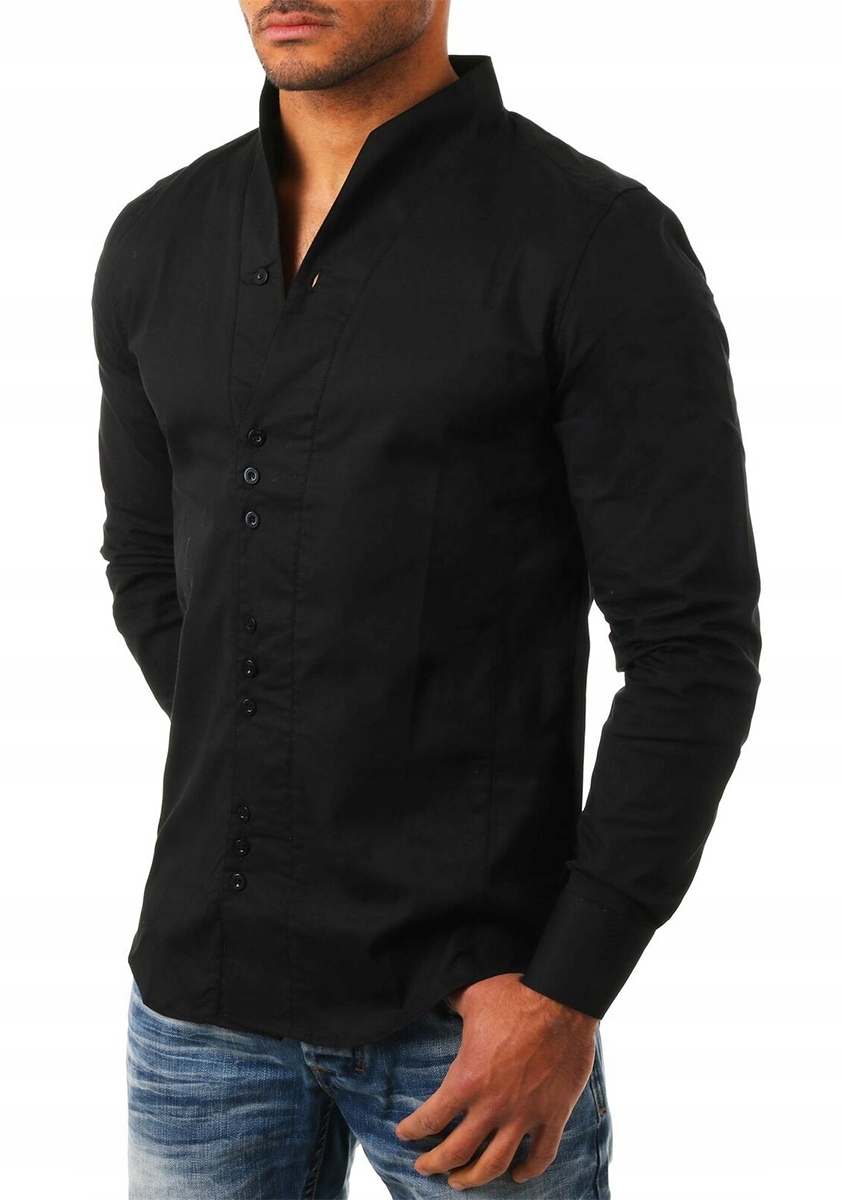 Koszula Męska Casual Stójka Codzienna Gładka NEW Model Ślub Wesele