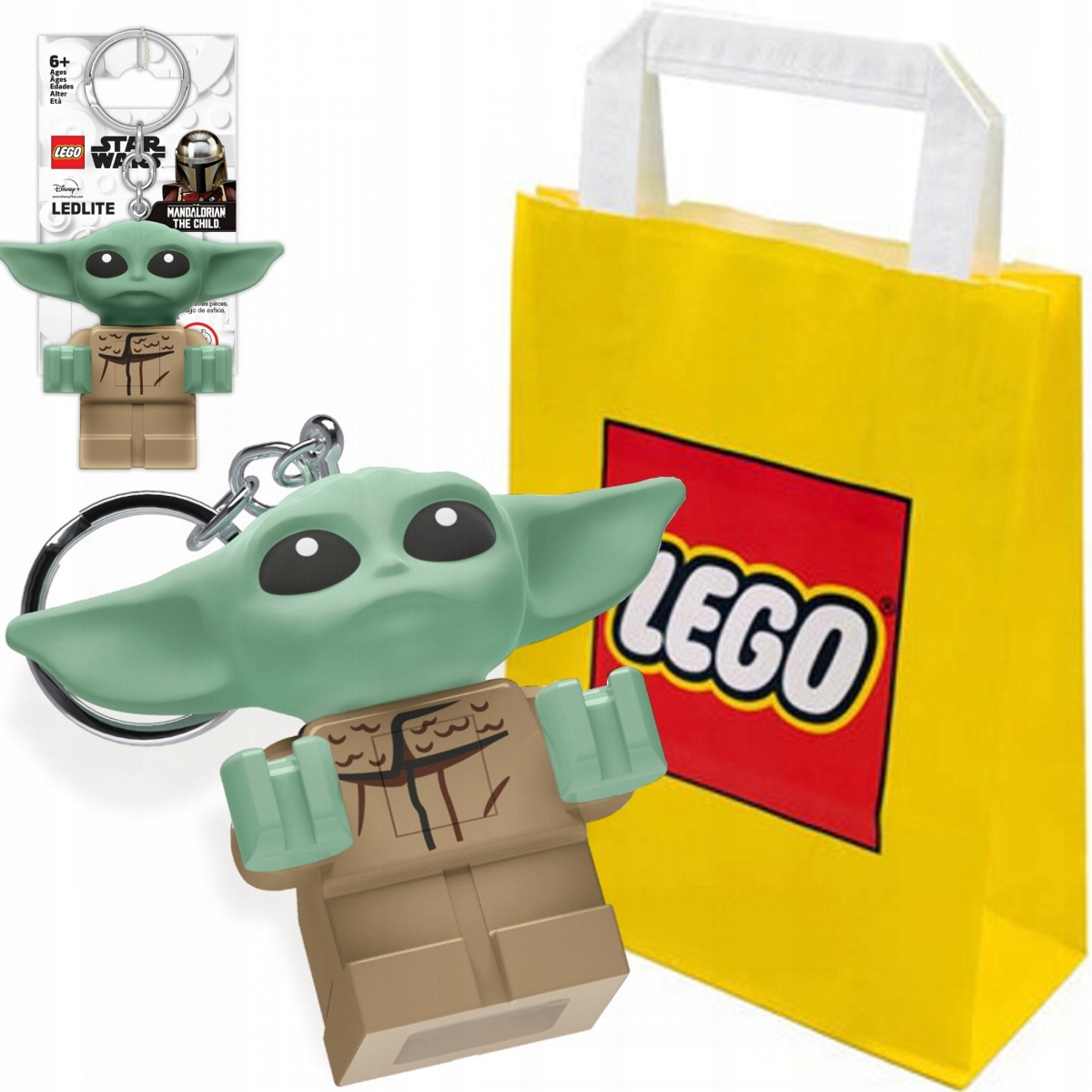 LEGO STAR WARS БРЕЛОК СВЕТОДИОДНЫЙ ФОНАРИК БРЕЛОК BABY YODA ПОДАРОЧНАЯ СУМКА