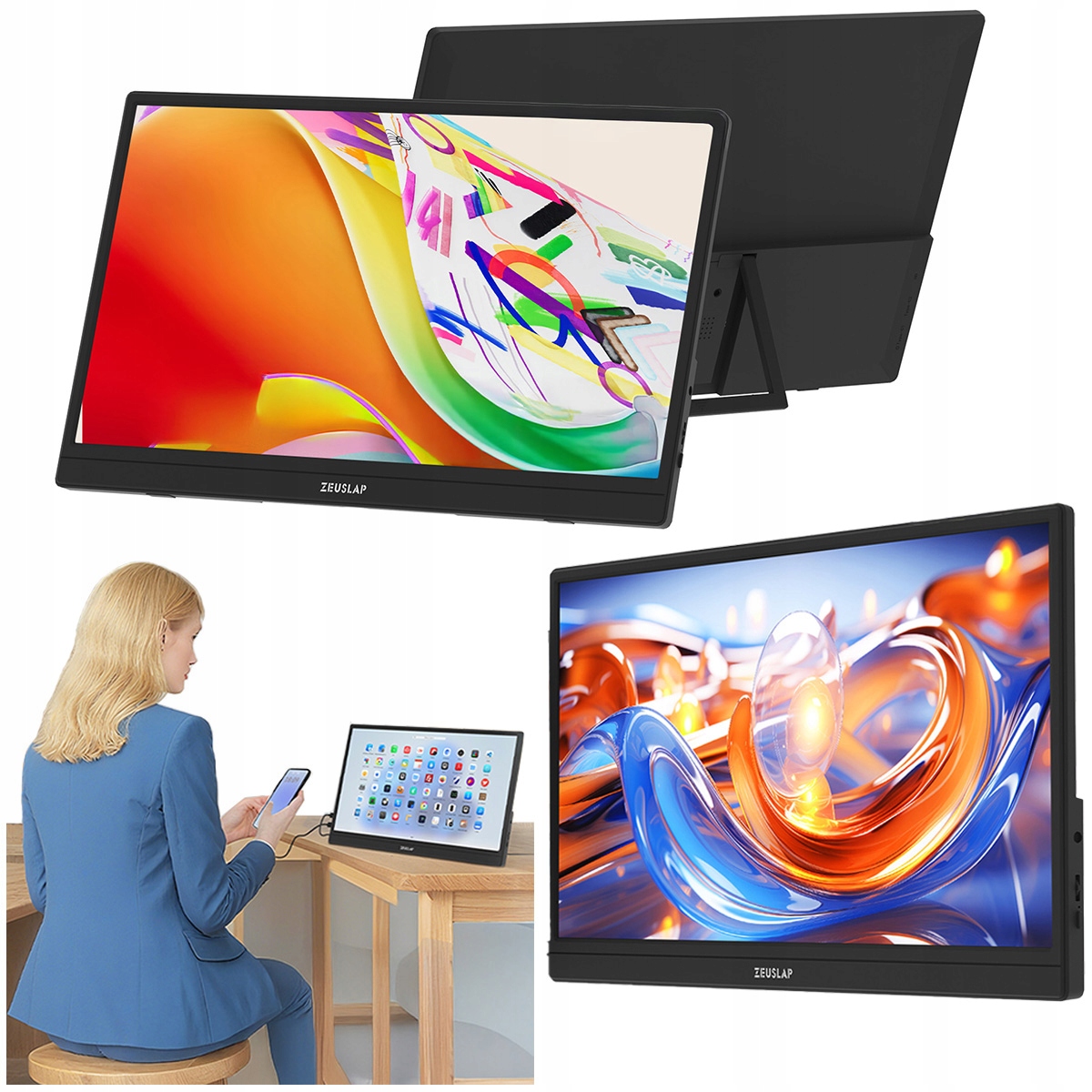 Monitor przenośny Do Laptopa Telefonu Konsoli 15,6" Full Hd Zeuslap Zb 156