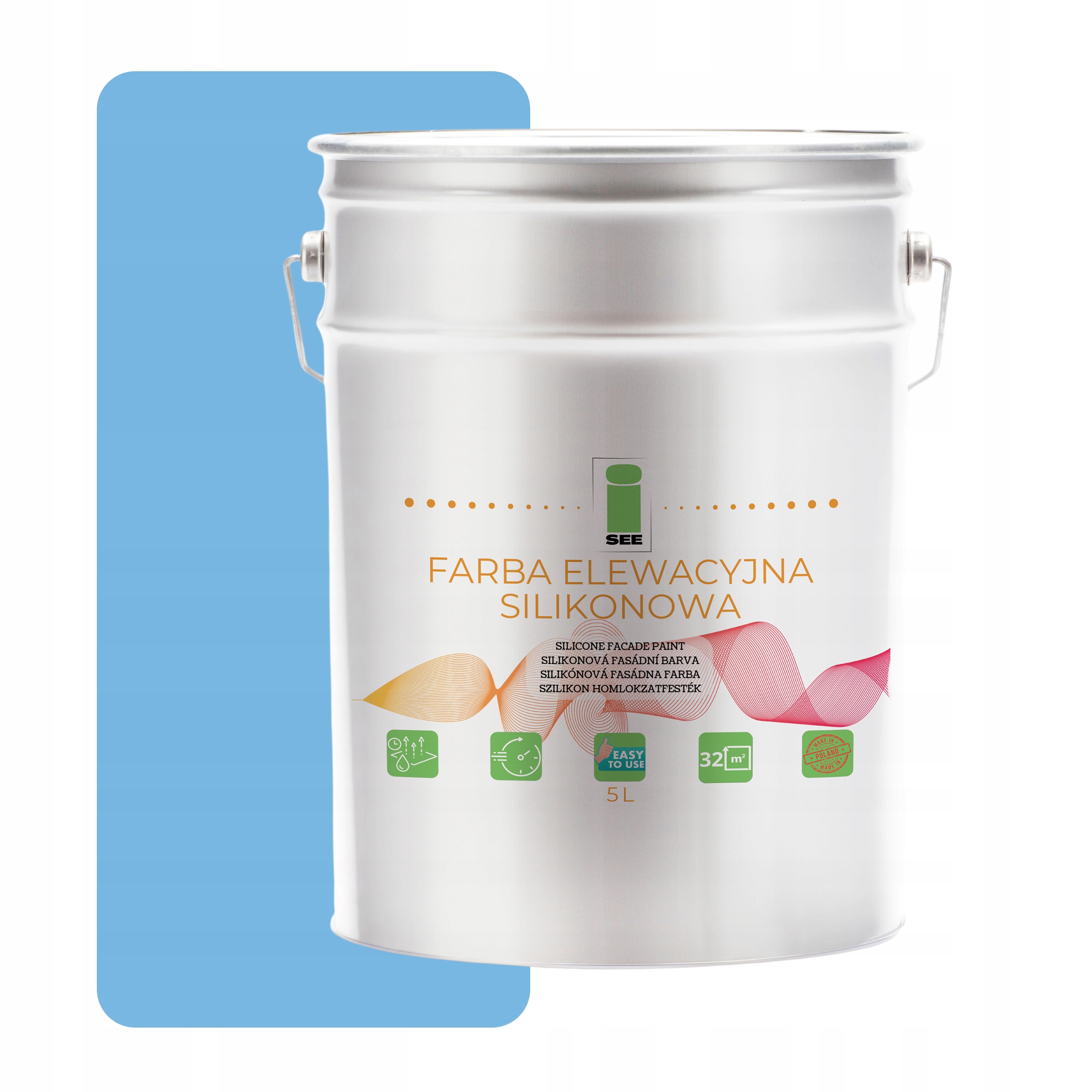 Fasádna Silikónová Fasádna Farba Modrá 5 L Paropriepustná Proti Riasam