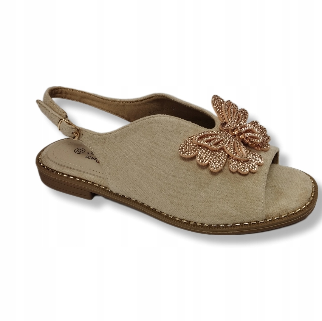 komfort sandály ozdoba motýl S.barski KV51-017 béžové vel.