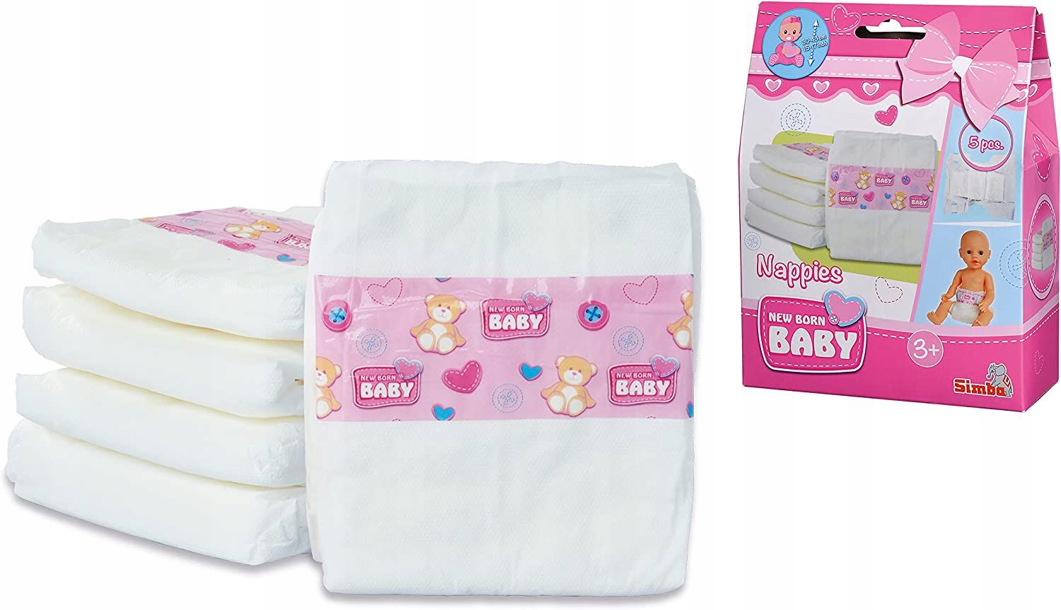 

5 Pieluszek Dla Lalki New Born Baby