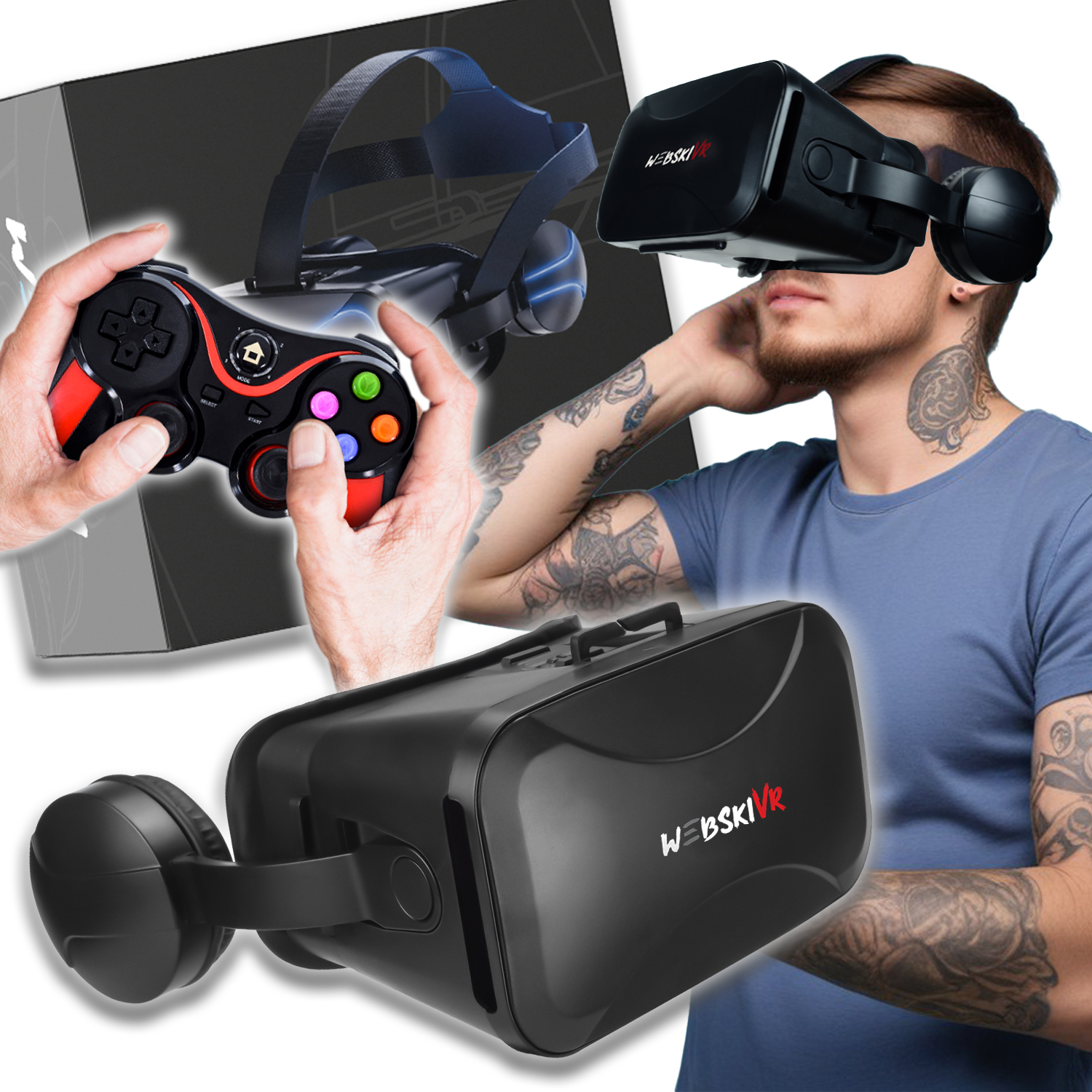 Virtuální Brýle Virtual Reality 360 3D Pro Hraní Filmů Na Chytrém Telefonu Joystick