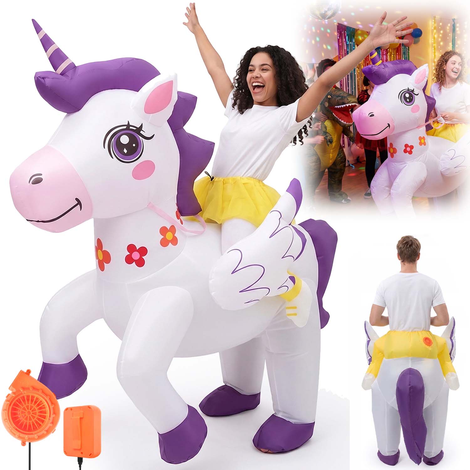 Nafukovací Kostým Jednorožec Cosplay Halloween 160-190 CM S Ventilátorem