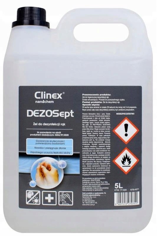 

Clinex DEZOSept 5L żel do dezynfekcji rąk 70%