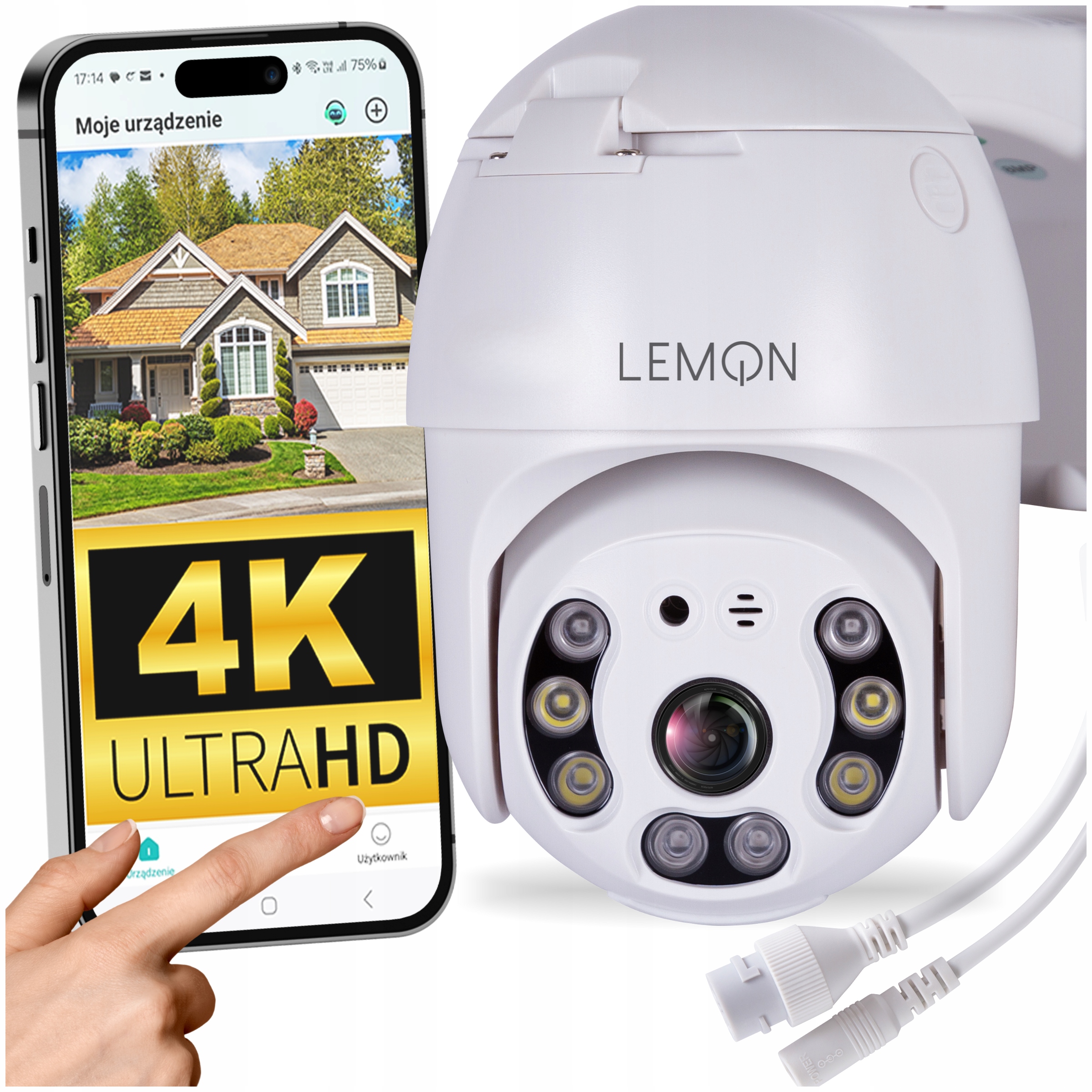 KAMERA WIFI ZEWNĘTRZNA OBROTOWA ALARM ZOOM 8mpx IP MONITORING 4K DETEKCJA