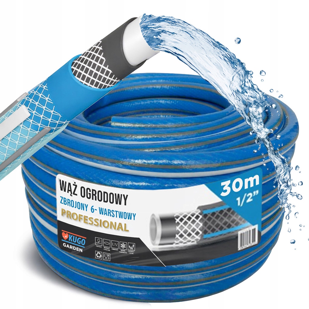 Hadice 1/2" 30 m 6 Vrstev Vyztužená 36 Bar Polská Výroba