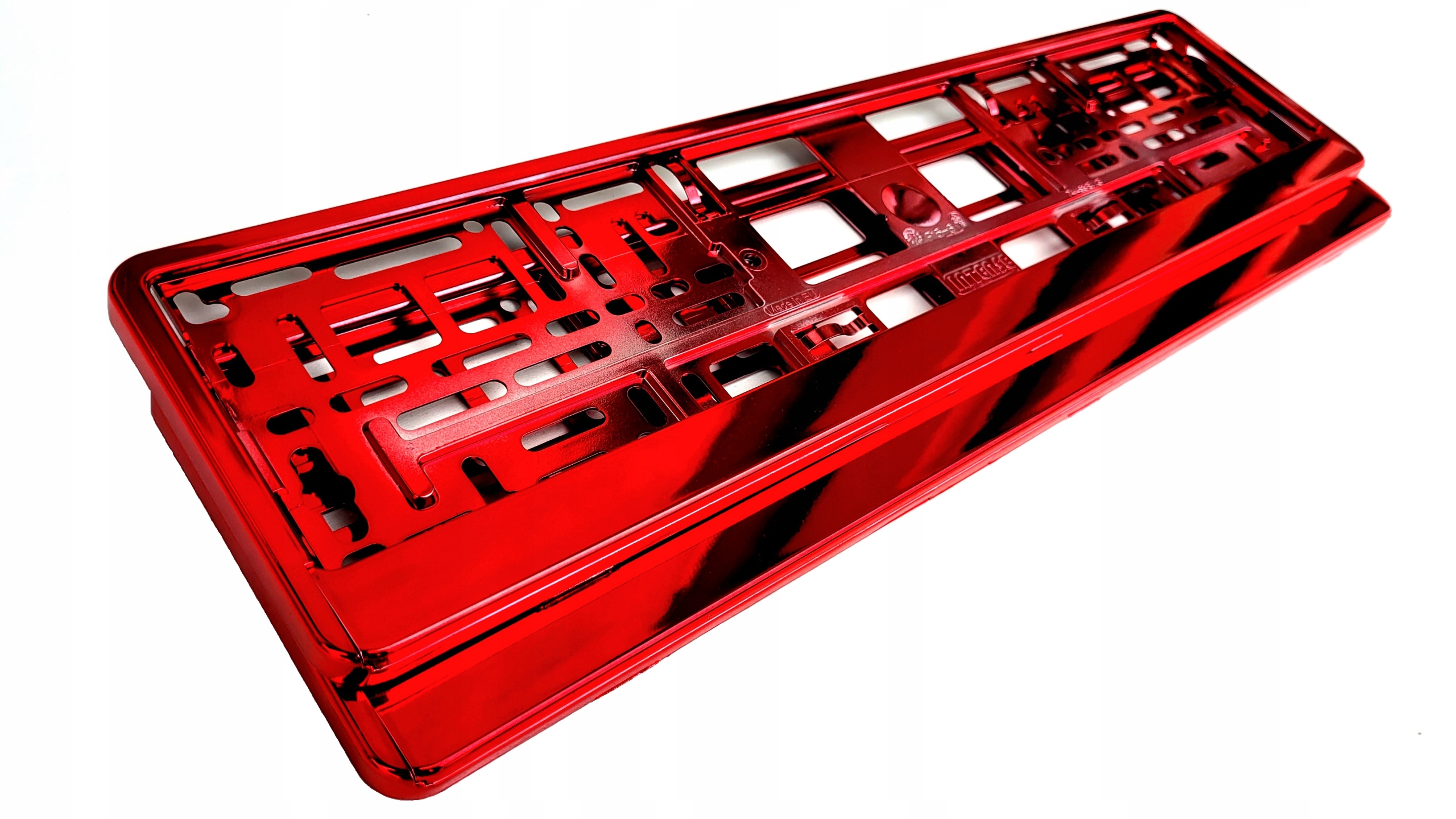 Ramki Pod Tablice Metalizowane Chrom Czerwone 2 sztuki