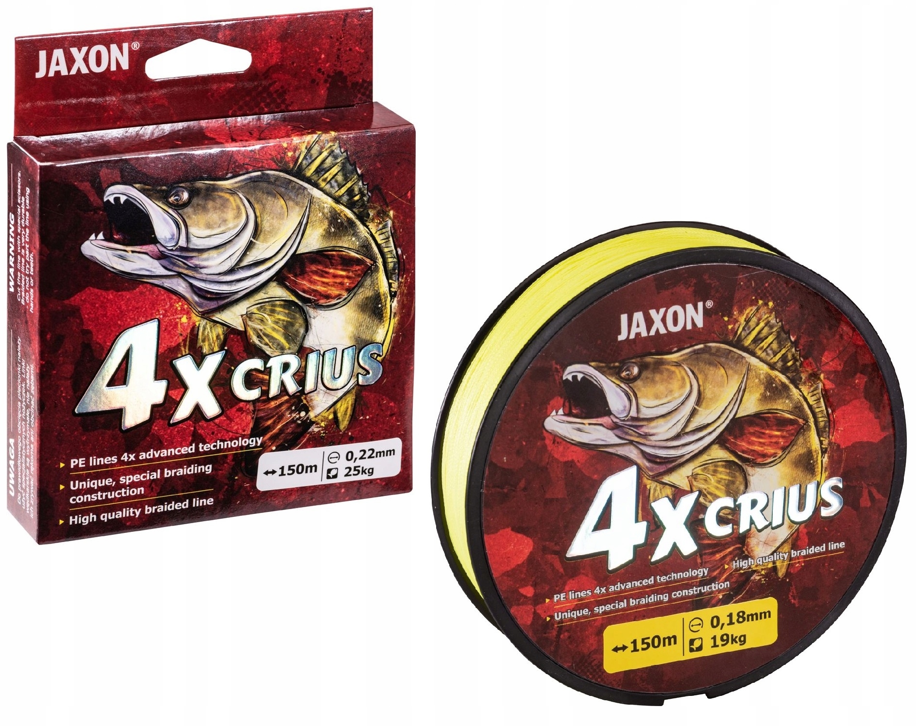 Plecionka Jaxon Crius 4X Fluo 0,18mm 150M 1szt Żółta Do Multiplikatora