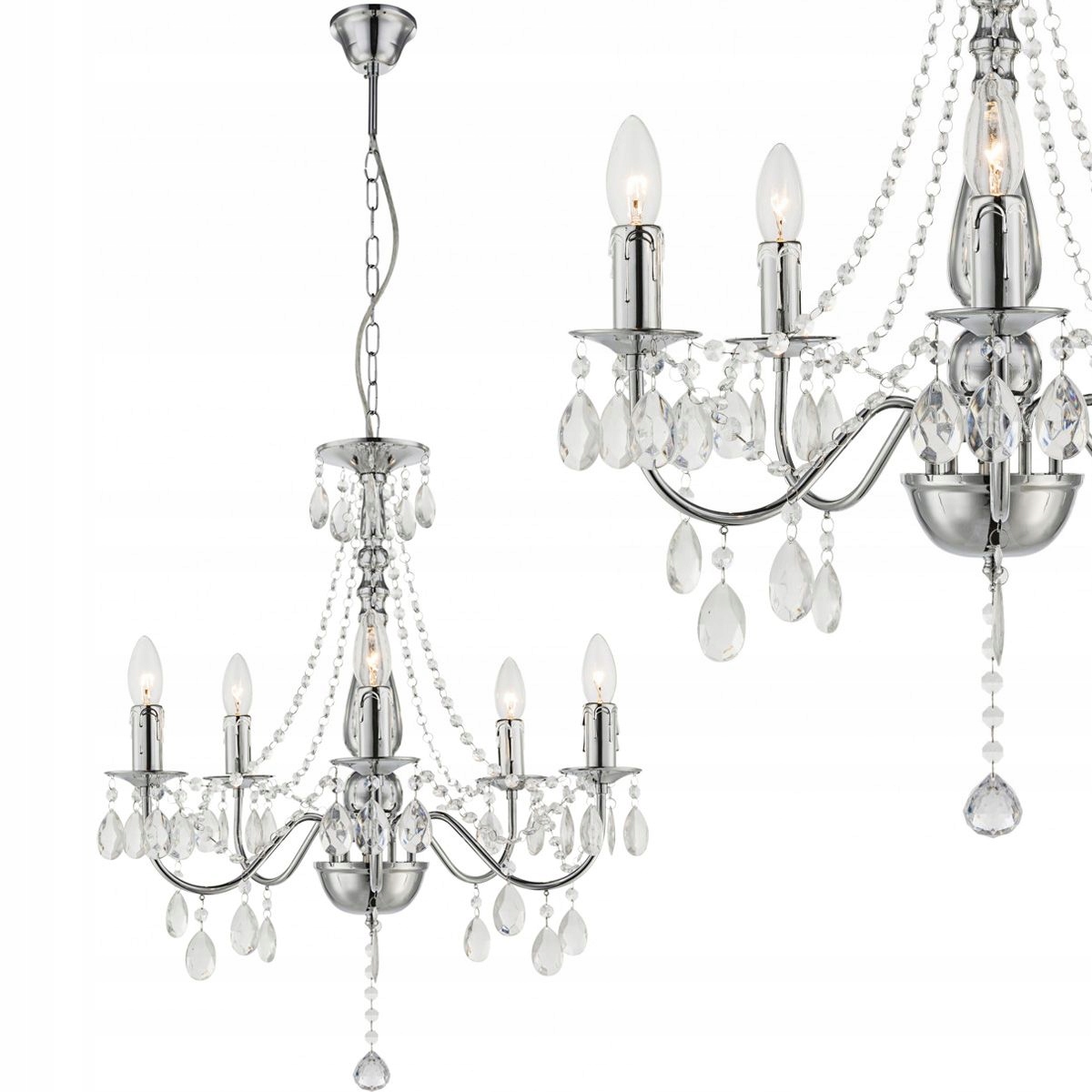 Toolight Lampa EBT014-5CP Chróm