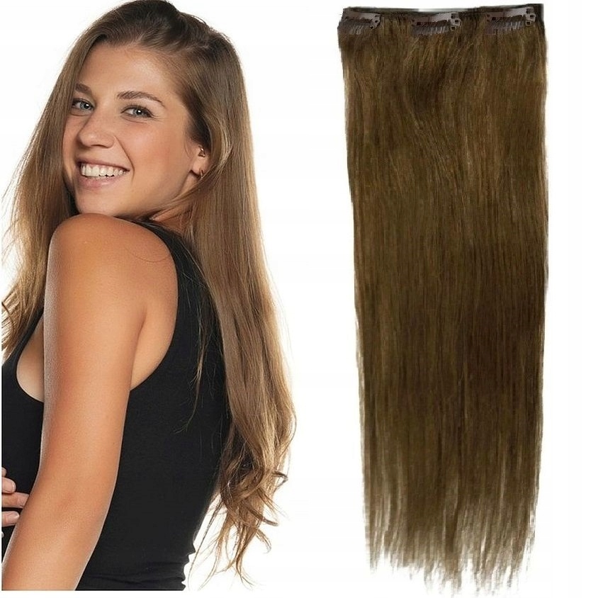 Clip-in Příčesek Do Vlasů 100% Přírodní 40 CM Páska 3 Sponky tmavě blond 8