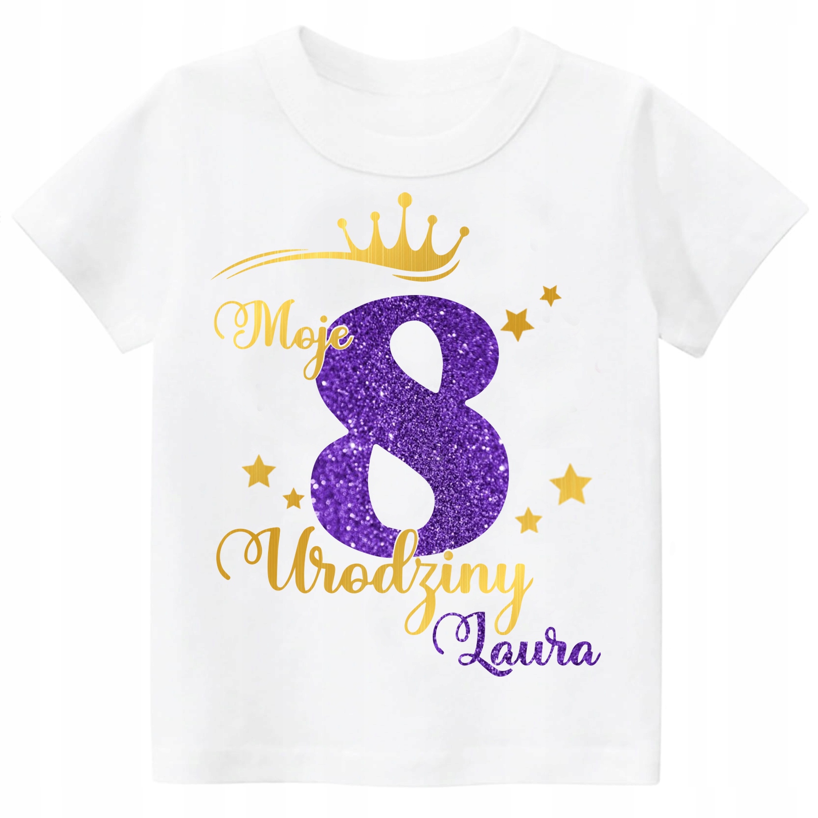 

Koszulka Urodziny Moje 8 Urodziny Brokat Imię 140