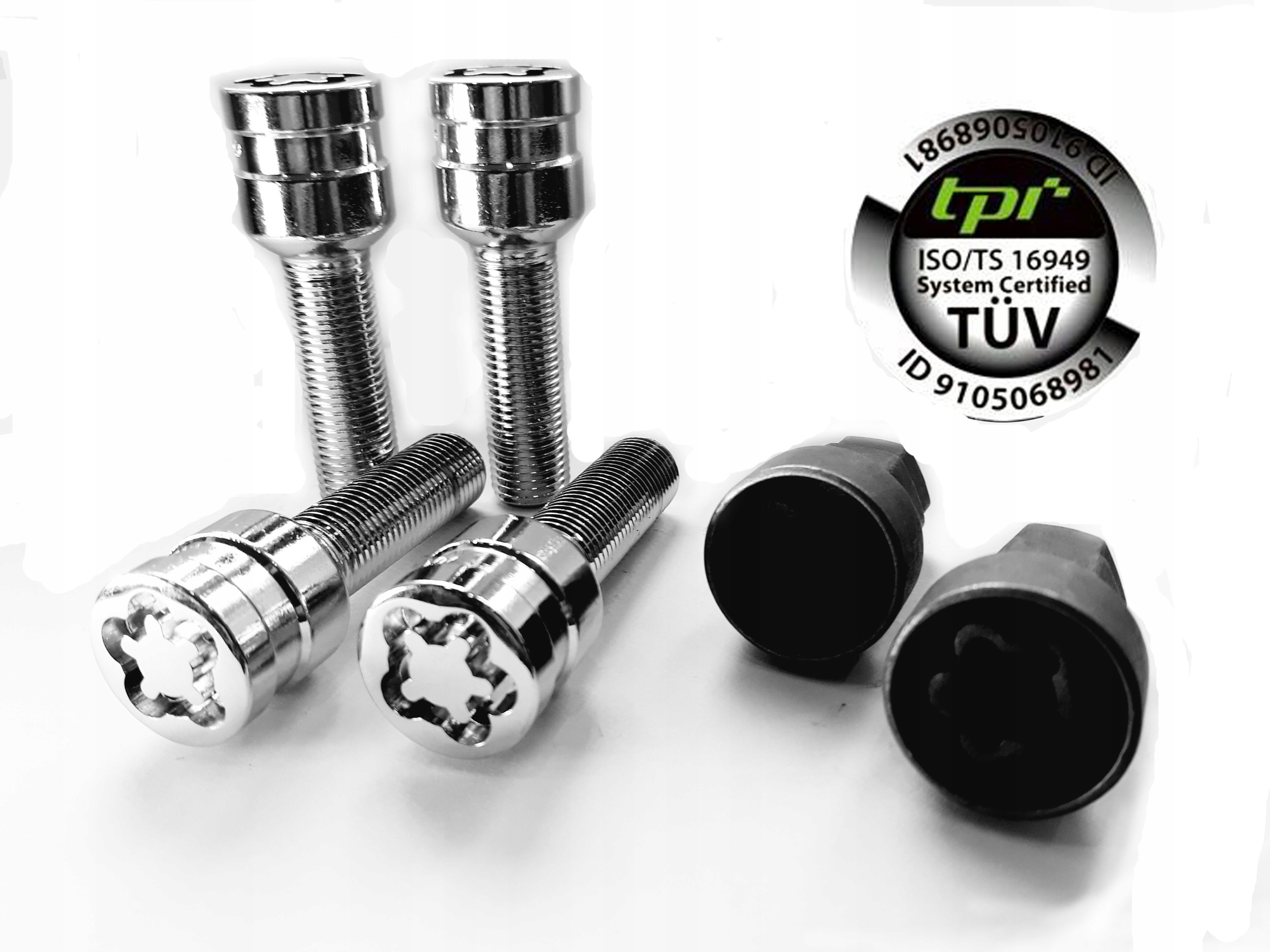 ŚRUBY KUTE ZABEZPIECZAJĄCE 14x1,5x45mm kula AUDI - PREMIUM TPI 2 KLUCZE