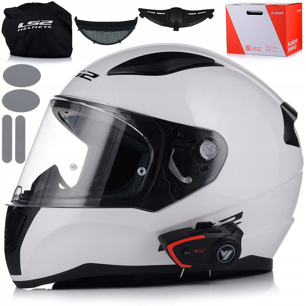 Motocyklová Prilba LS2 FF353 Rapid II Biela Lesklá Interkom Vito Bluetooth