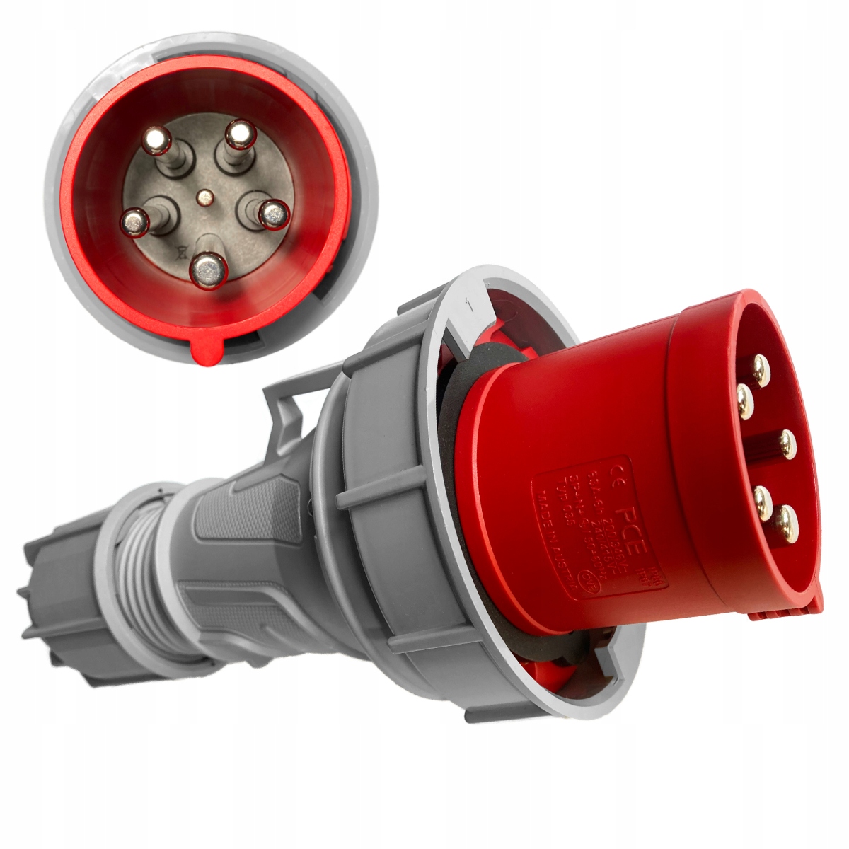 Silová zástrčka 63A, 5 kolíků Pce 035-6 IP67