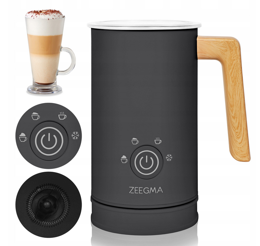 Elektryczny Spieniacz mleka do kawy podgrzewacz 240ml Zeegma Milkee Black