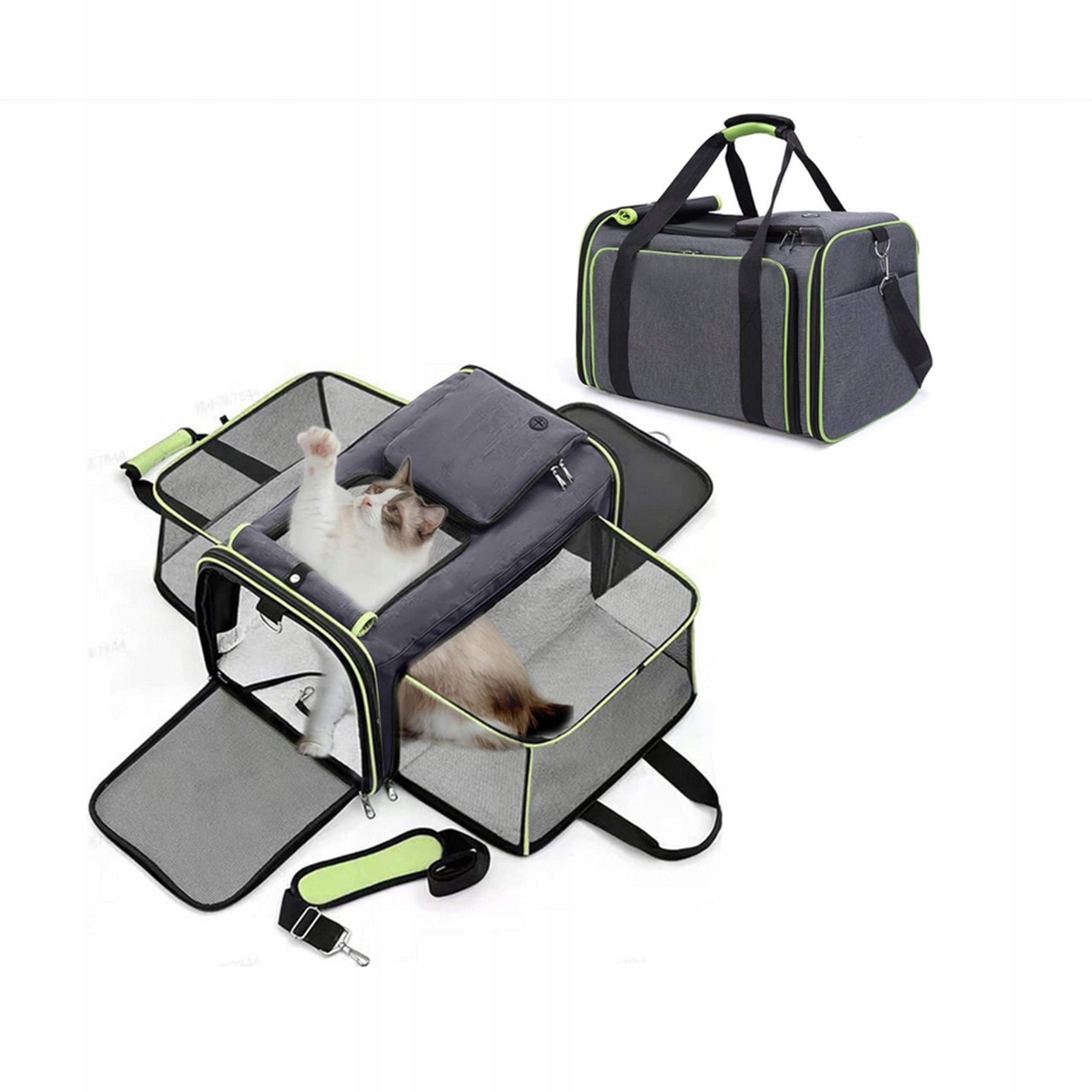 Přenosné nosítko pro zvířata, rozkládací, šedé, s ventilací