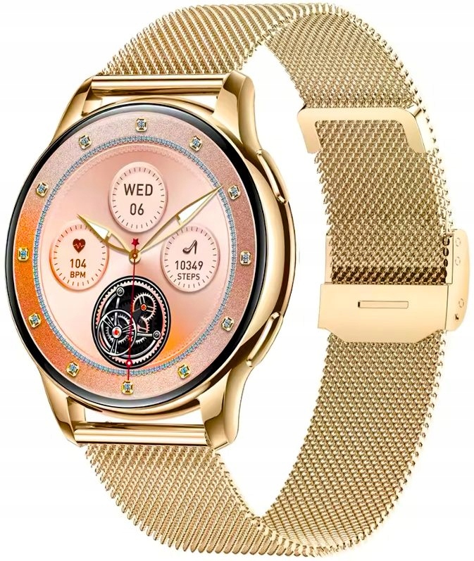 Elegantný Zlatý Dámsky Smartwatch Rubicon RNCF30 Spojenie Pulz Kroky Spánok