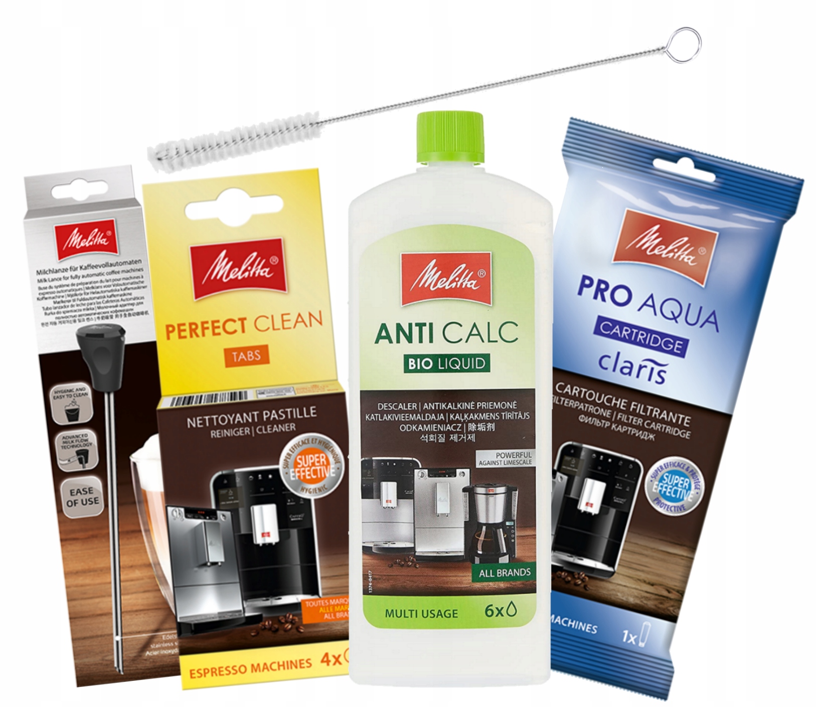 Lanca na napěňování mléka a sada na čištění kávovaru s filtrem