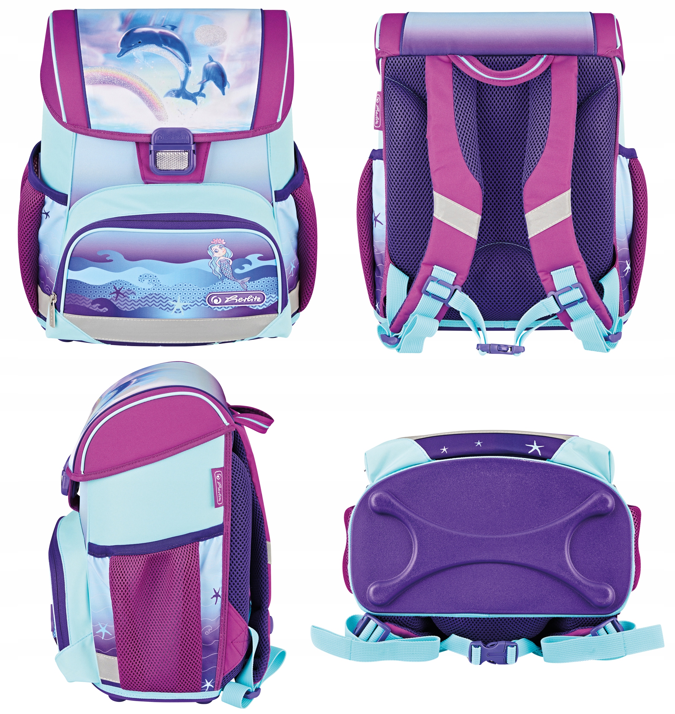 ZESTAW SZKOLNY TORNISTER HERLITZ LOOP DELFINKI 4W1 Elementy zestawu Piórnik z wyposażeniem Inny Worek gimnastyczny