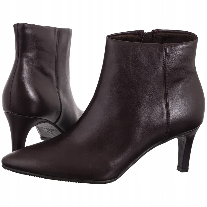 Dámské Kožené Boty Kotníkové Boty na Podpatku Ryłko Bordó B6VK7___ _4TZ