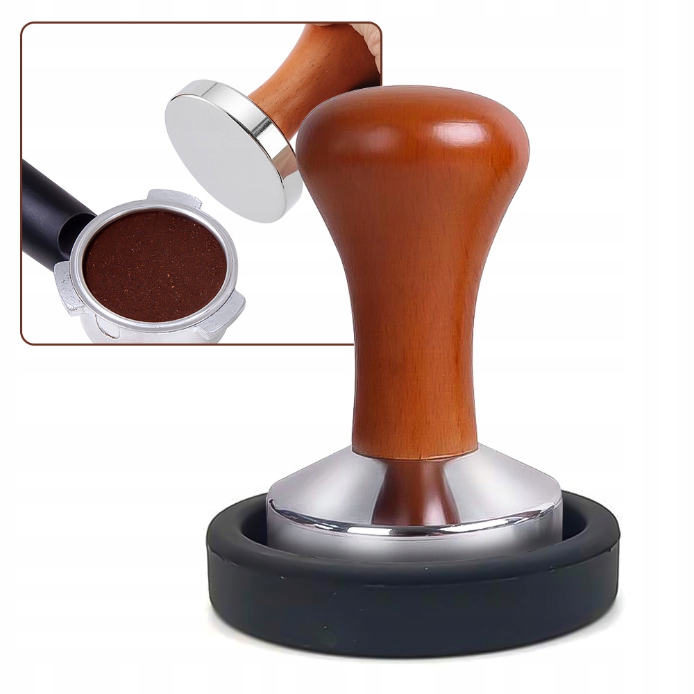 Levně Tamper pěchovadlo na kávu 51 mm Podstavec tamper se silikonovou podložkou