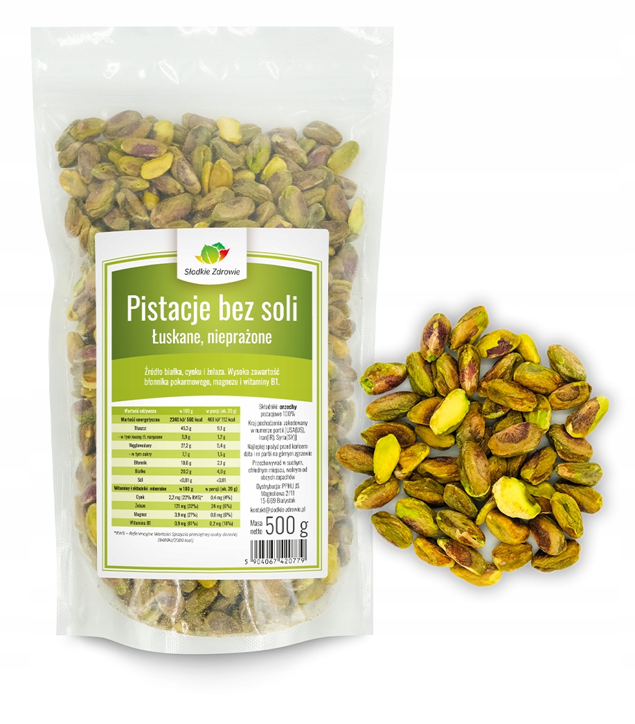 Levně Loupané Pistácie Raw bez soli, nesolené, Celé, 500 g