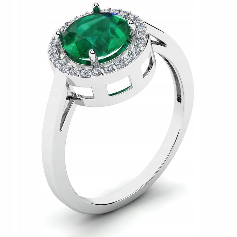 

Pierścionek Z Białego Złota Z Zieloną Cyrkonią