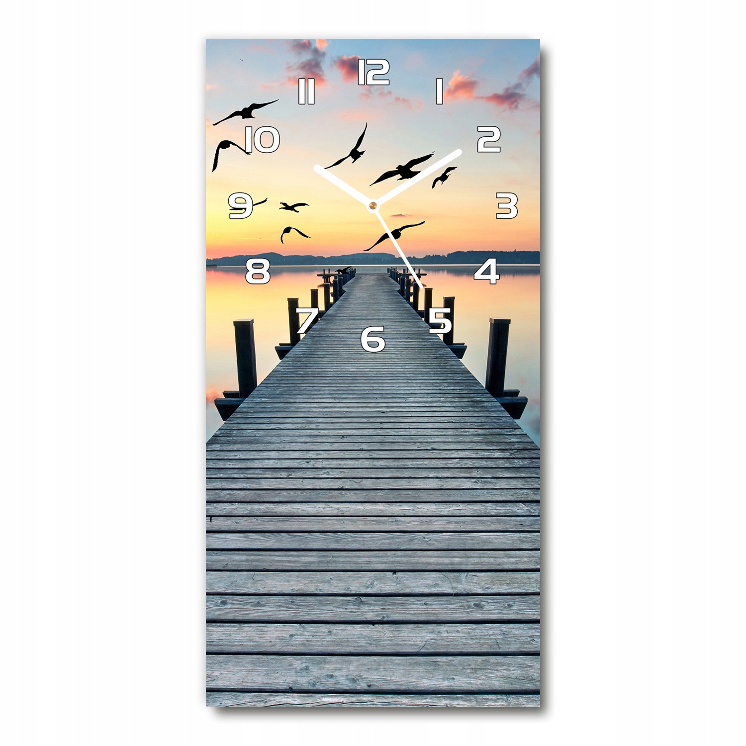 

Zegar szklany ścienny Drewniane molo 30x60 pionowy