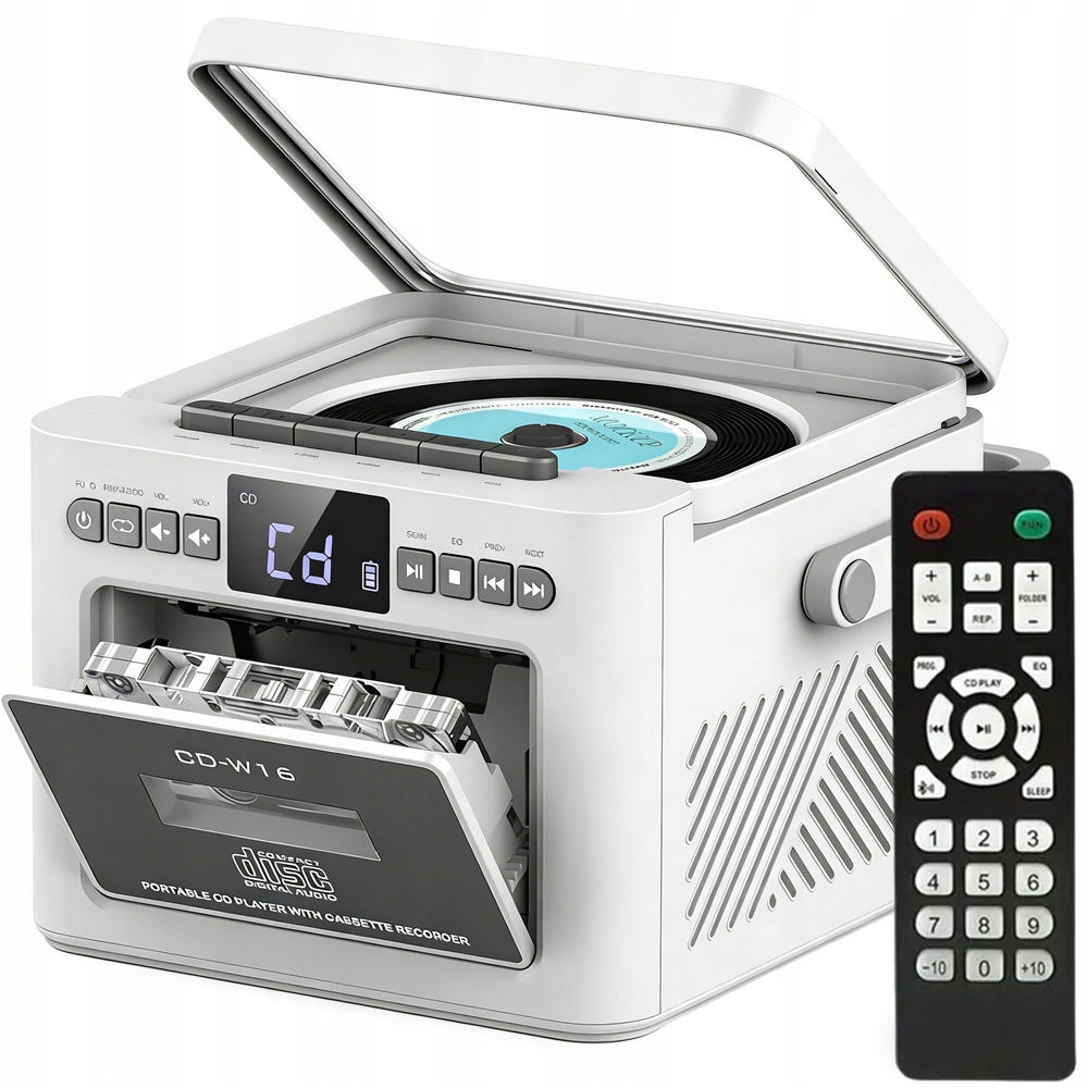 CD Přehrávač Kazeta Přenosný Discman MP3 BlLUETOOTH Aux Reproduktory Fm Rádio