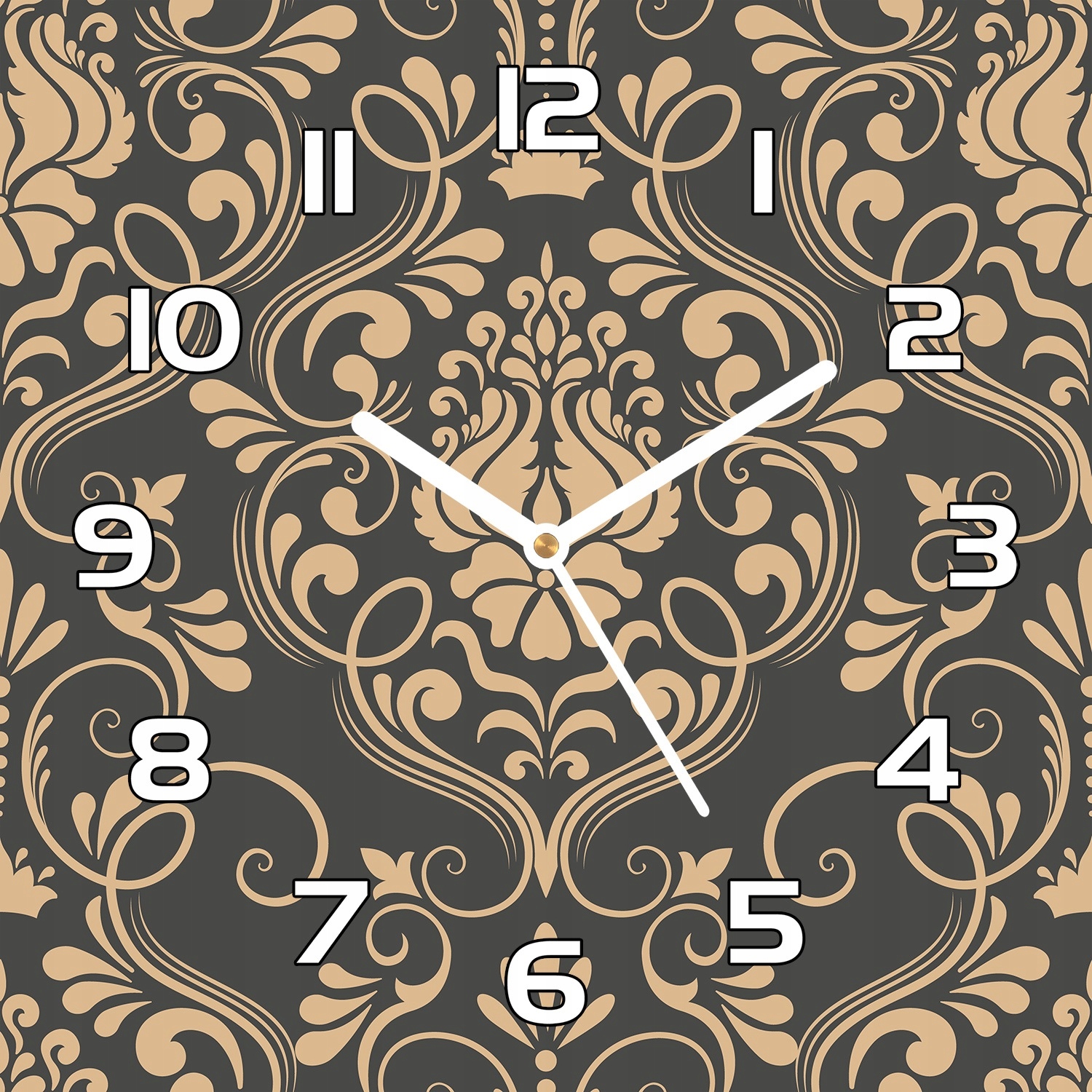 

Zegar ze szkła Klasyczny złoty ornament 30x30 cm