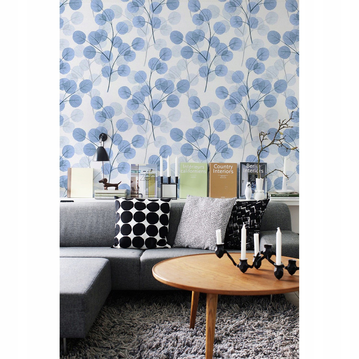 

Fototapeta Gałęzie z niebieskimi liśćmi 250x104 cm