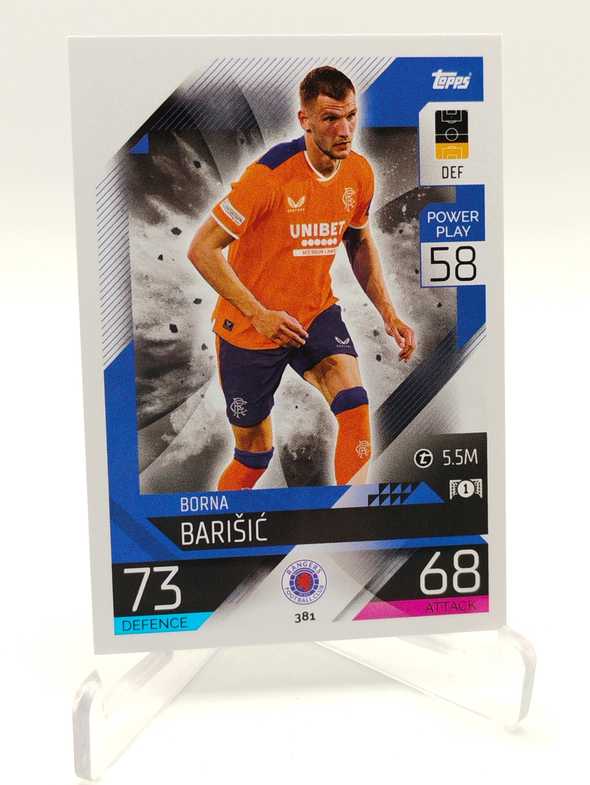 Topps Match Attax 2022-2023 Base Card 381 Borna Barišić Rangers