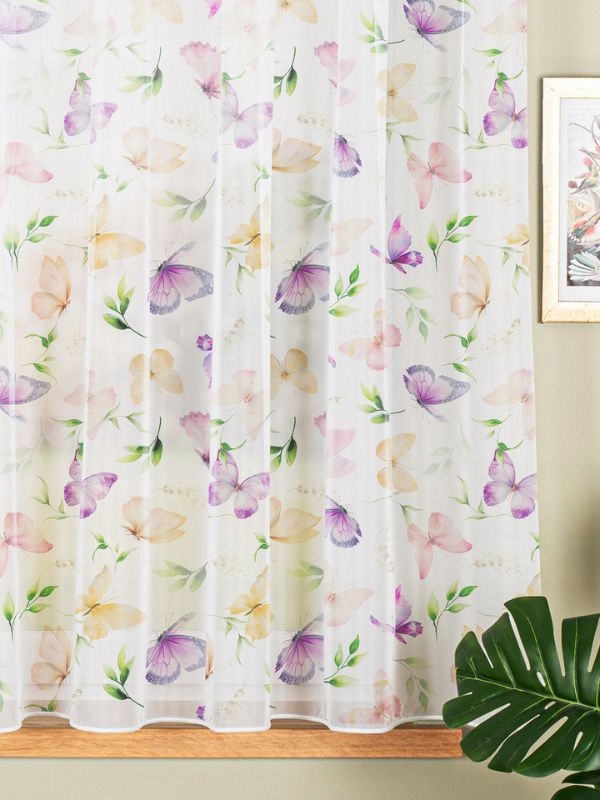 Záclona pre dievčatko Motýľ Voál ľahká s páskou Drak š. 380x145