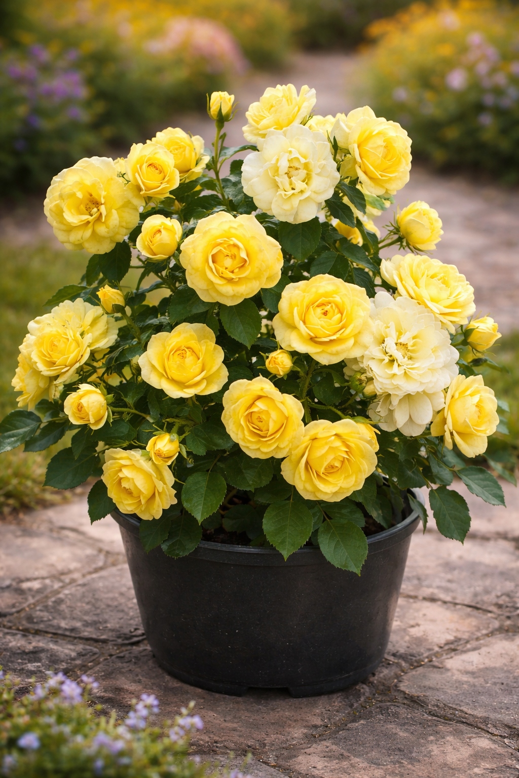 RÓŻA RABATOWA ŻÓŁTA | DUŻA SADZONKA C3 | KWITNĄCA CAŁE LATO