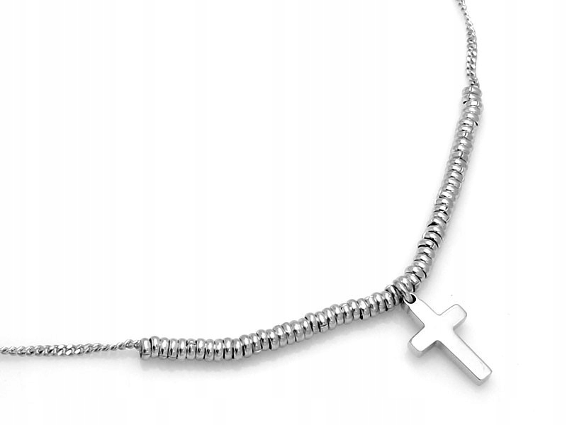 Stříbrný náhrdelník 925 s elegantními módními přívěsky a křížkem r45