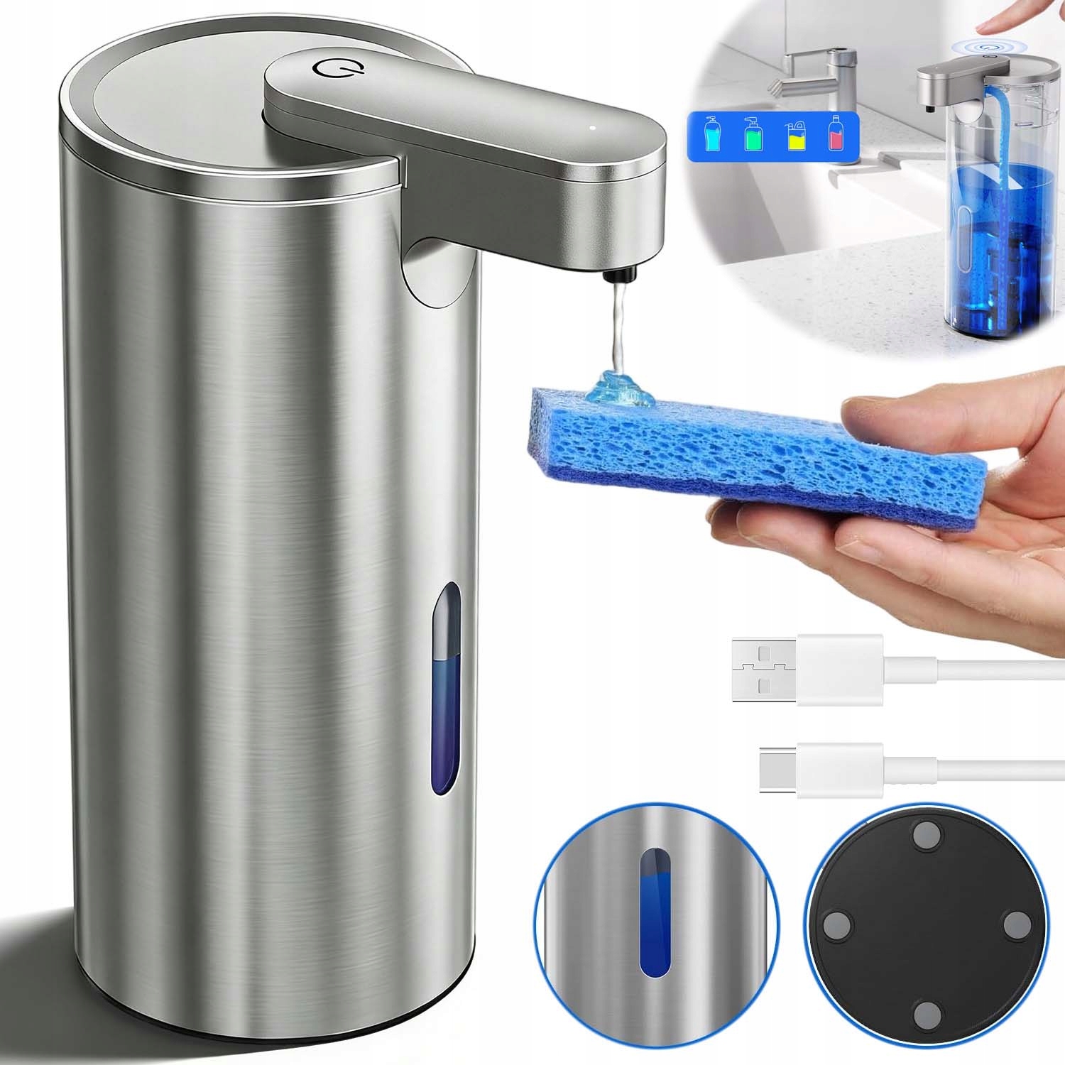 Automatický Dávkovač Mýdla, Elektrický Dávkovač Mýdla 340 ML Ocel 3 Režimy