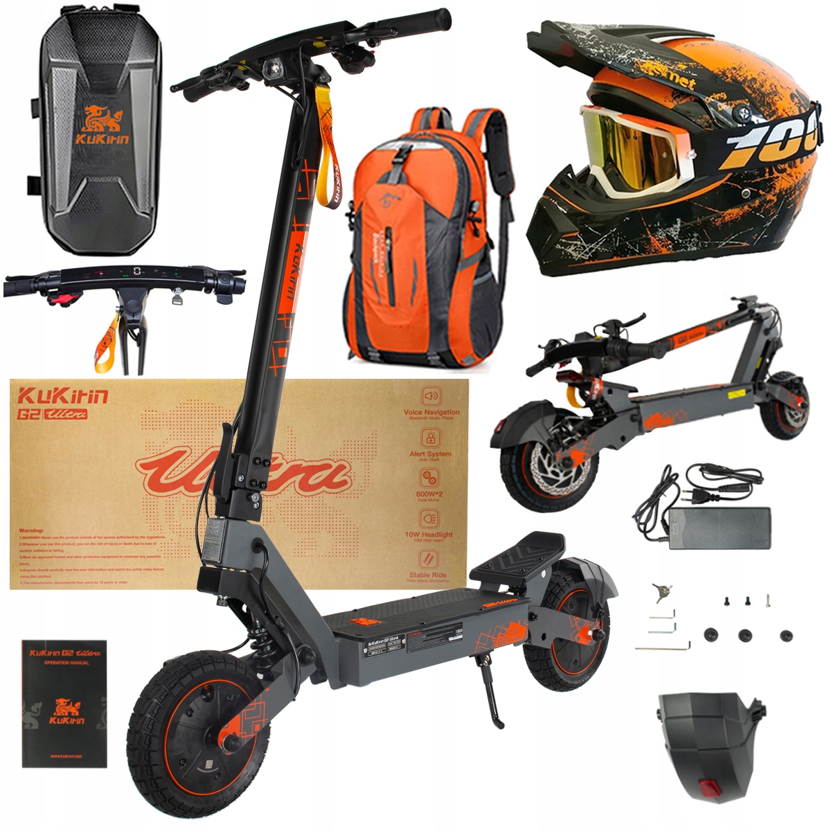Kukirin G2 Ultra elektrické vozidlo 2000W 55km/h 55KM 48V18Ah 10" dárky