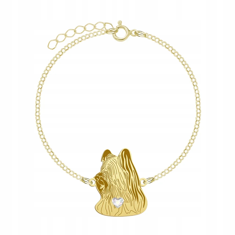 Zlatý náramek se psem Skye Terrier Stříbro 925 Šperky Gravírování Bonus